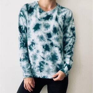 Athleta Sundown Tie Dye Sweatshirt Dark Surf Teal Size Small Athletic Casual